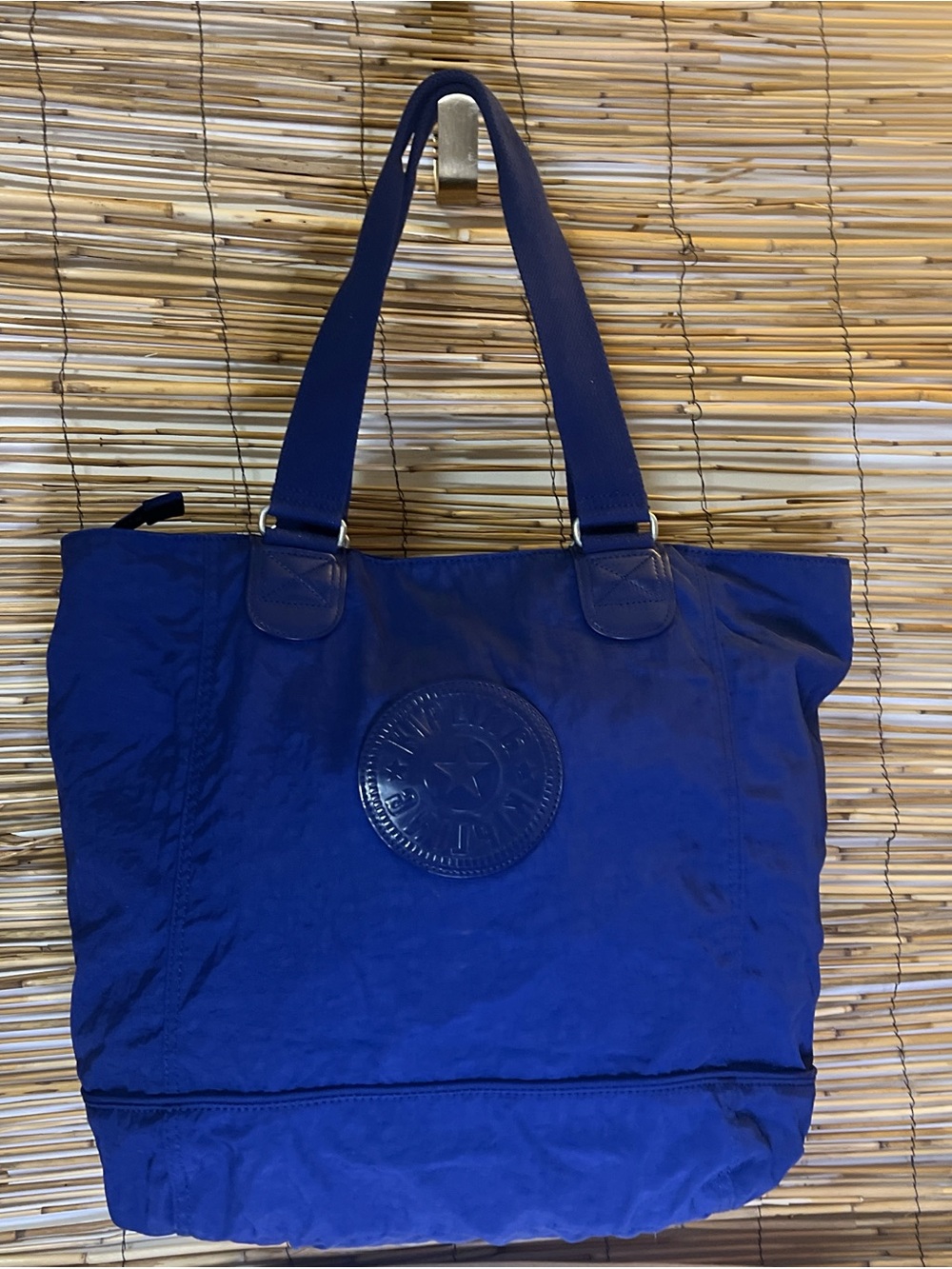Kipling Bold Cobalt Nylon Tote with Logo Patch